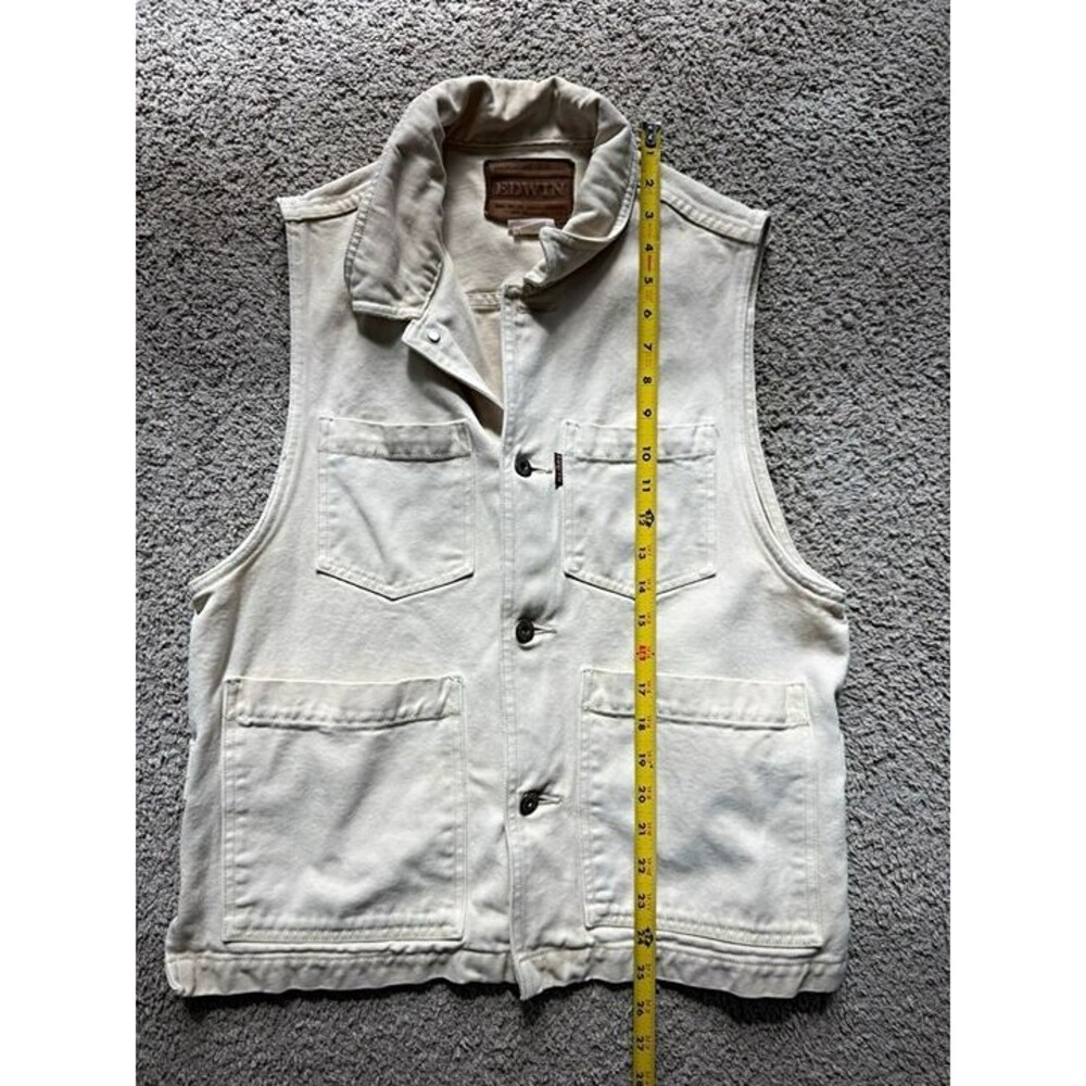 EDWIN Men’s Utility Workwear Vest Medium Beige 4 Pocket Button Front